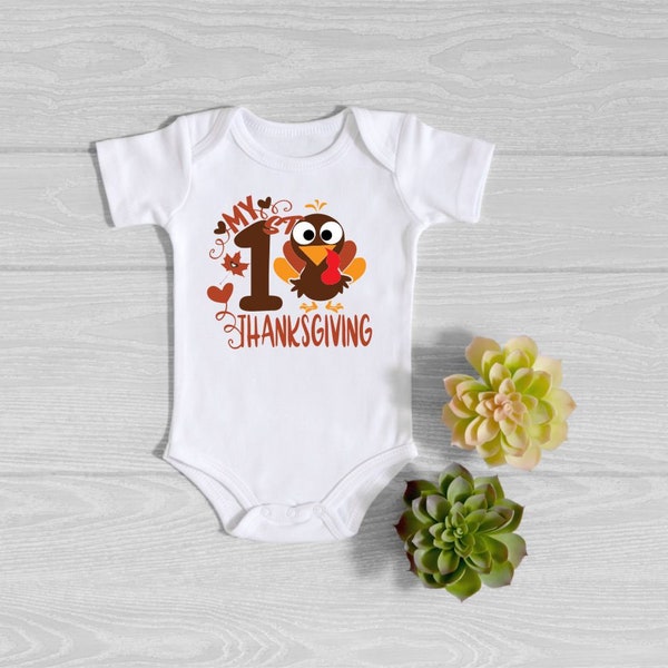 My First Thanksgiving Onesie® - 1st Thanksgiving Baby Bodysuit - Little Turkey Onsie - Baby Thanksgiving Onsie