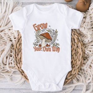 Grow Your Own Way Baby ONESIES® Brand Bodysuit - Mushroom Baby Bodysuit - Boho Baby Gift - Outdoor Lover - Hippie Baby Shower Girl New Baby
