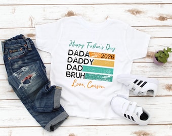 Father's Day Kids - Personalized Name Happy Father's Boy Tee - Fathers Day Gift - Gift For Dad - Toddler Boy Fathers Day