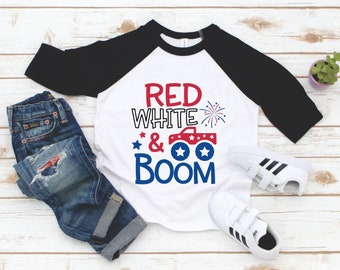 Red White and Boom 4th of July Toddler Boy Girl Shirt - Red White and Blue Patriotic Shirt - All American Boy Tee - Independence Day Shirt