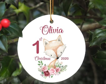 Baby's First Christmas Ornament - Personalized First Christmas Deer Ornament - Custom Baby Name My First Christmas Ornament - Baby Ornament