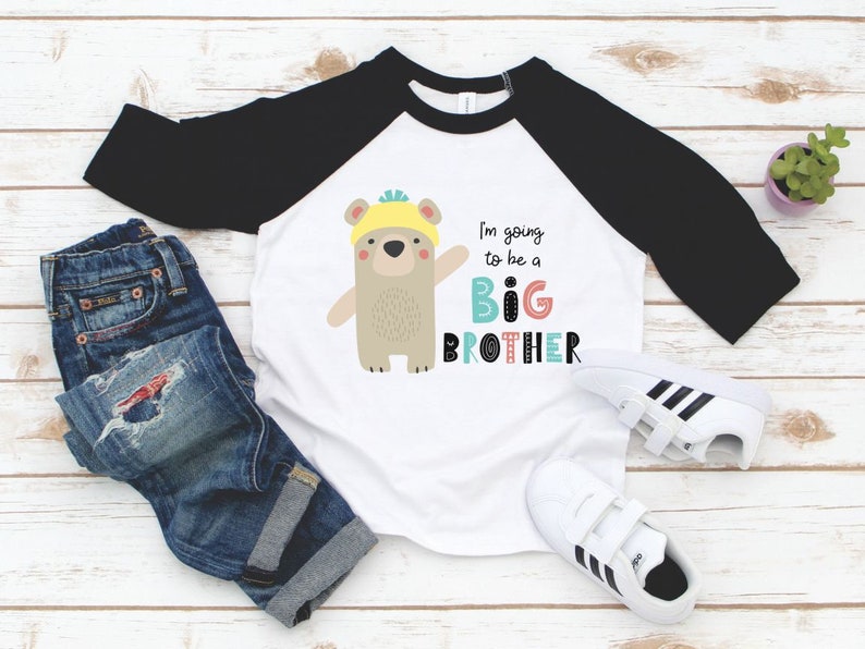 Big Brother Shirt I/'m Going To Be A Big Brother 34 raglan sleeve Boy Sibling Shirt Brother Bear Pregnancy Announcement