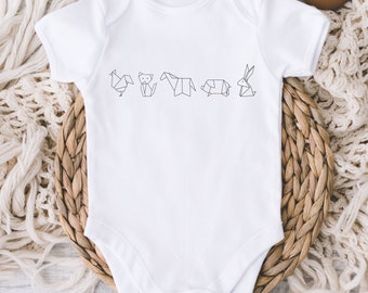 Farm Animals Baby ONESIES® Bodysuit - Origami Farm Animals - Funny Baby Gift - Baby Shower Gift - New Baby Boy Girl - Newborn Baby Gift