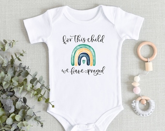Rainbow Boy Baby ONESIES® Brand Bodysuit - For This Child, We Have Prayed Bodysuit - Miracle Baby Baby Shower Gift - Baby Adoption Gift