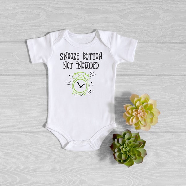 Snooze Button Not Included Alarm Clock Onesie® - Worlds Cutest Alarm Clock Onesie® - No Sleep Clock Onesie® - Clock Baby Shower Gift