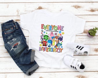 Autism Awareness Kids Shirt - Everyone Communicates Differently Kids - Cute Autism Toddler Shirt - Inclusion - It's Okay To Be Different