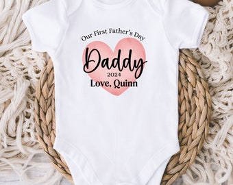 I Love My Dad Baby Onesie® Personalized Our First Fathers Day 2024 Bodysuit - Baby Girl Fathers Day Gift - Happy 1st Father's Day