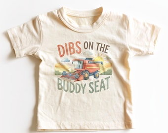 Dibs On The Buddy Seat Kids Shirt - Funny Combine Harvester Toddler Tee