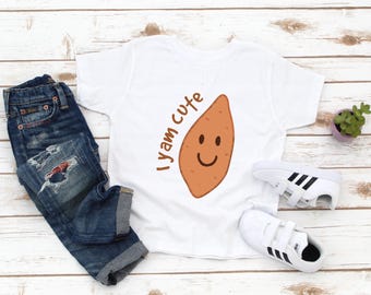 I Yam Cute Kids Shirt - Funny Vegetable Kids Tee - Cute Toddler Kids Shirt - Locally Grown - Farm Kid - Country - Ranch - Foodie - Birthday