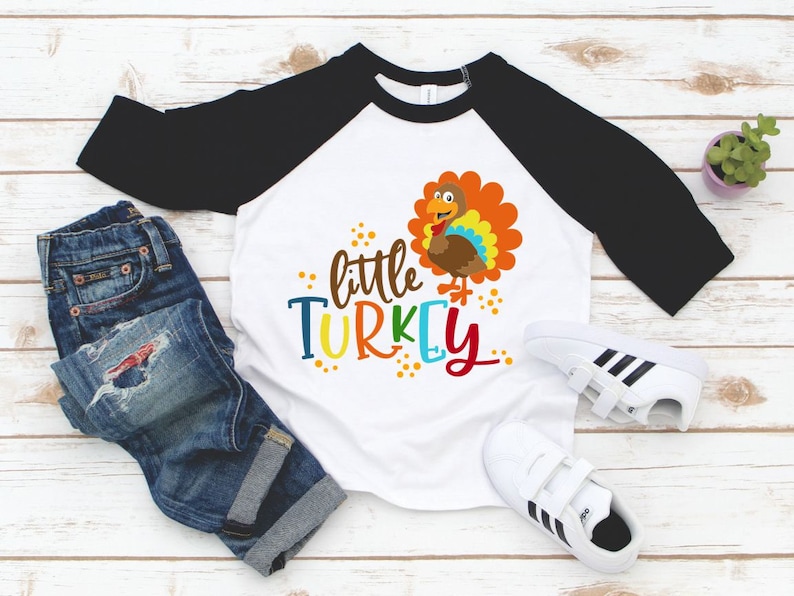 Petite dinde à manches raglan pour Thanksgiving pour garçons - Chemise pour Thanksgiving - Haut Happy Thanksgiving Turkey pour tout-petit image 1