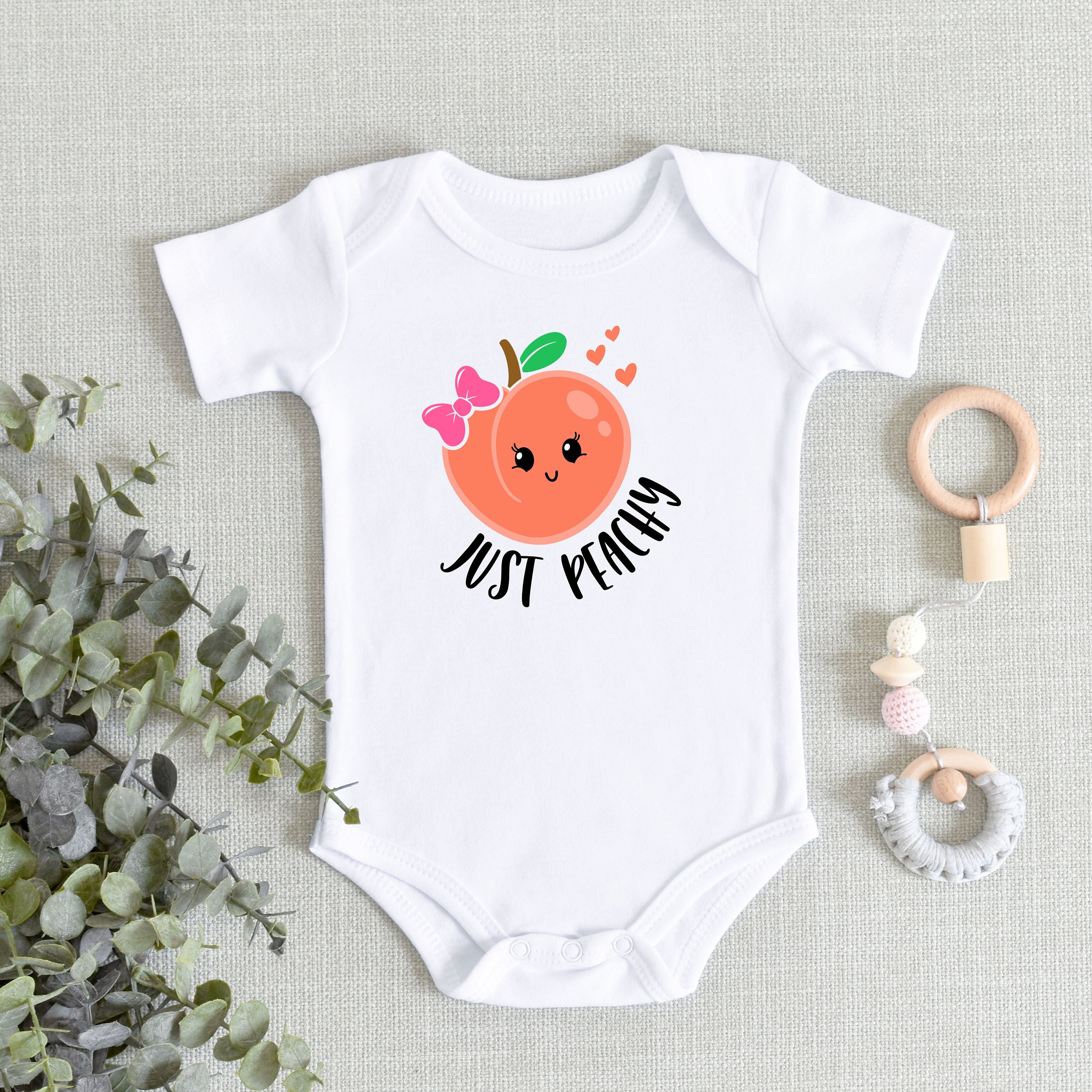 Peach Baby Girl Onesie® Just Peachy Baby Bodysuit Cute Southern Girl  Onesie® Fruit Baby Vegan Baby Farm Baby Baby Shower Gift 