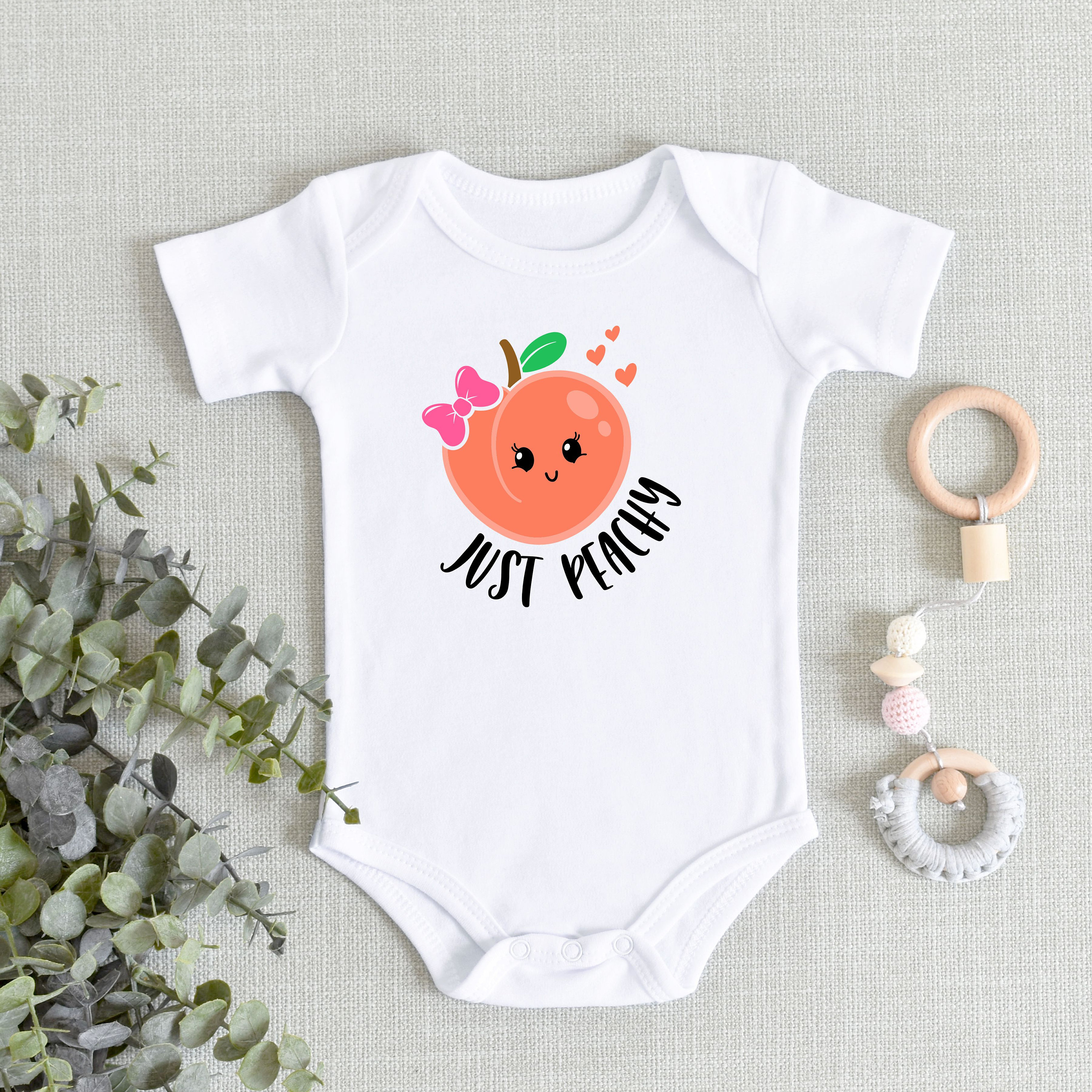 Peach Baby Girl Onesie® Just Peachy Baby Bodysuit Cute Southern Girl  Onesie® Fruit Baby Vegan Baby Farm Baby Baby Shower Gift 