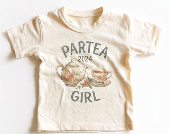 Partea 2026 Girl Kids Shirt - Cute Tea Party Birthday Toddler Tee