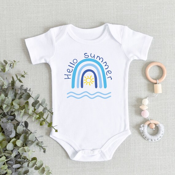 Hello Summer Baby ONESIES® Brand Bodysuit Cute Summer Rainbow Boy  Summer baby Shower Gift Summer Vacation Baby Boy Beach Coverup Boy