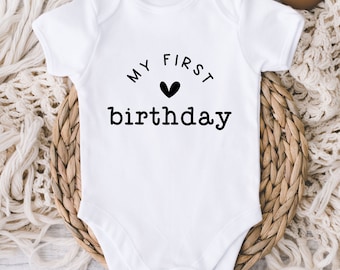 My First Birthday Girl Boy Onesie® - One Birthday Heart Bodysuit - Baby Girl Boy 1st Birthday - One Year Birthday - 1 year old girl Boy