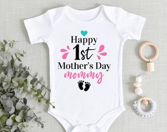 Happy First Mother's Day Girl Baby ONESIES® Brand Bodysuit - Mother's Day - Baby's First Mommy's Day Bodysuit - Baby Girl 1st Mother's Day