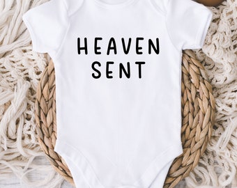 Heaven Sent Bany Onesie® - Miracle IVF Baby Onesie® - Rainbow Baby Bodysuit -  Miminmalist Christian Baby Reveal Onesie® - Pregnancy Reveal