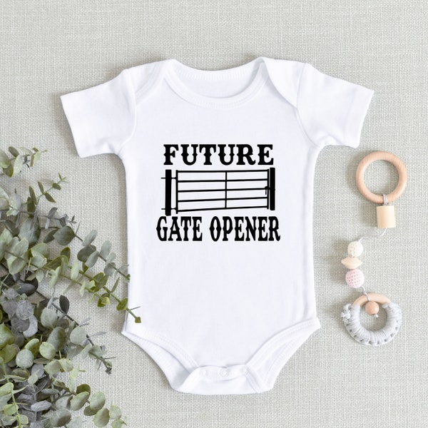 Future Gate Opener Baby Onesies® Bodysuit - New to the Farm Baby Announcement Bodysuit - Baby Shower Gift - Country baby - Farm Ranch Hand