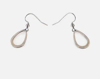Teardrop hoop earrings, stainless steel open teardrop dangle earrings with ear hooks
