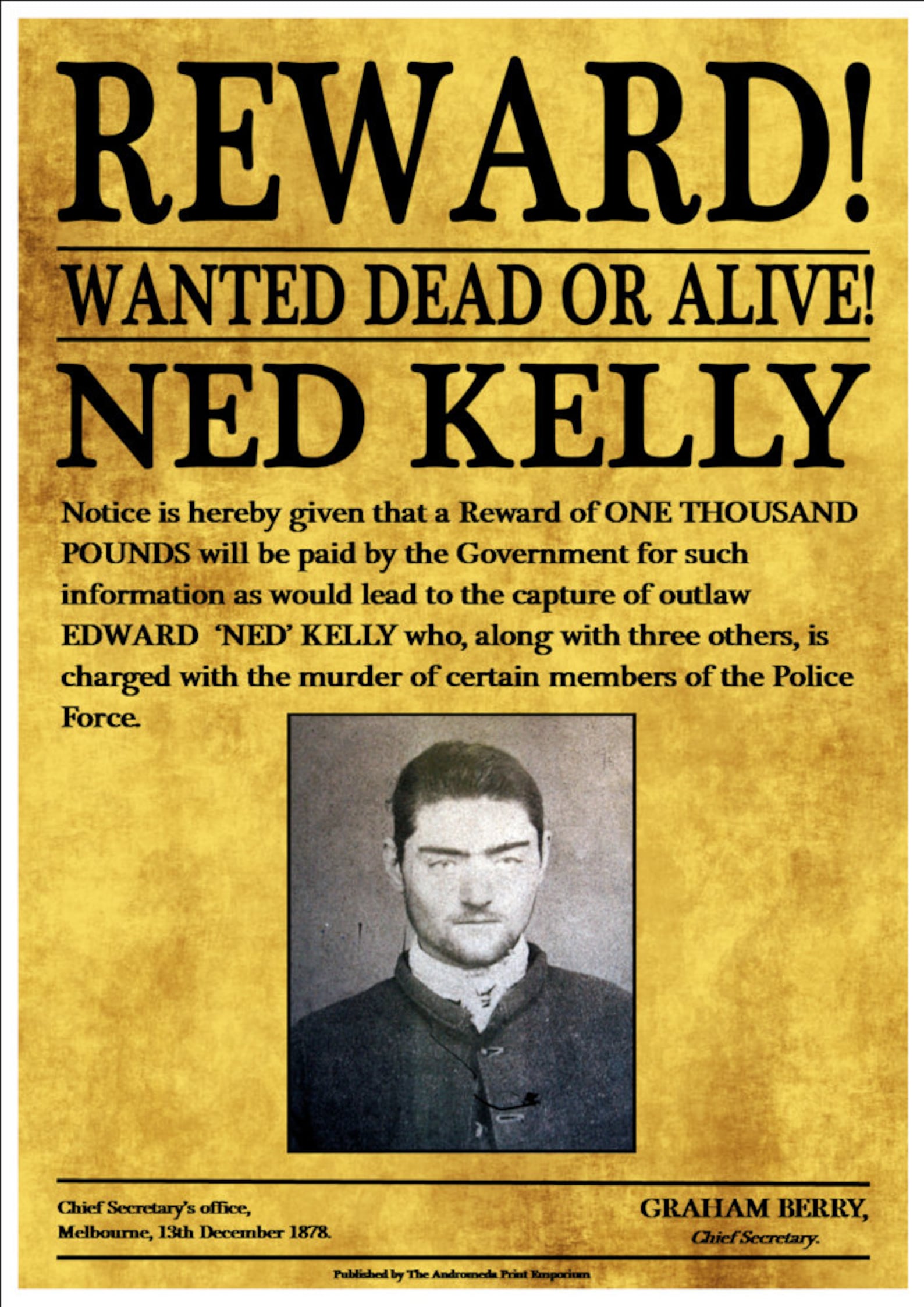 Ned Kelly Wanted Poster Fantastic A4 Glossy Poster Print Etsy