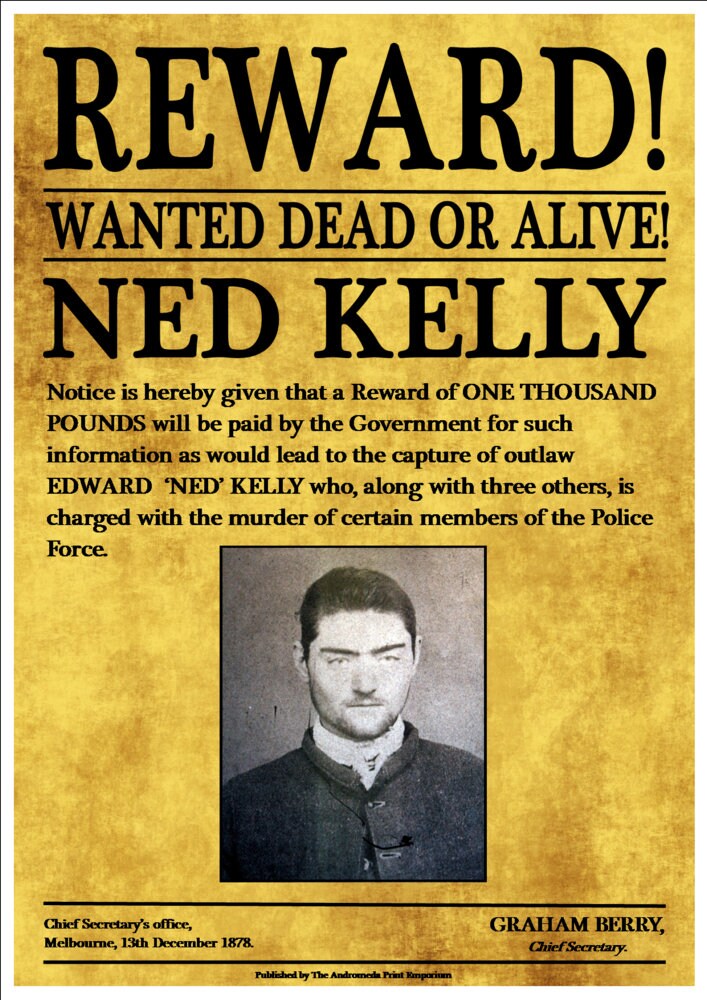Ned Kelly Wanted Poster Fantastic A4 Glossy Poster Print | Etsy