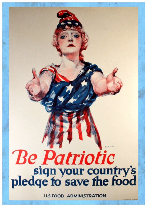 Be Patriotic Vintage Propaganda Poster Art Print Free Etsy