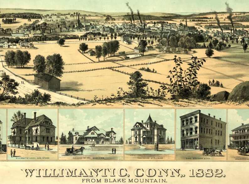 Willimantic Connecticut 1882 Hi Resolution Vintage Etsy