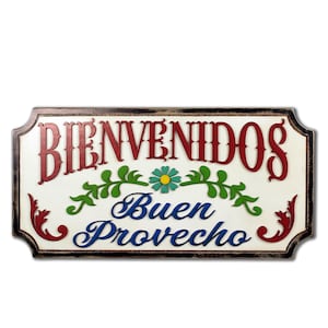 Bienvenidos Buen Provecho Sign: Mexican Kitchen Wall Decor
