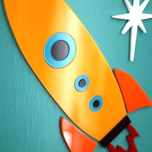 Mid Century Modern Rocket Coffee Shop Sign: Atomic Age Decor image 7