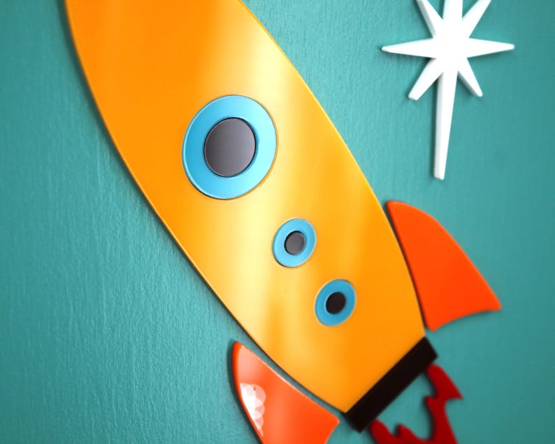 Mid Century Modern Rocket Coffee Shop Sign: Atomic Age Decor image 7