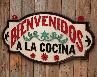 Bienvenidos Cocina Spanish Decoration Kitchen Decor Mexican Cocina Kitchen Remodel Mexican Kitchen Spanish Kitchen Kitchen Signage Welcome