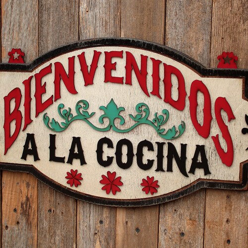 Bienvenidos Cocina Spanish Decoration Kitchen Decor Mexican Etsy