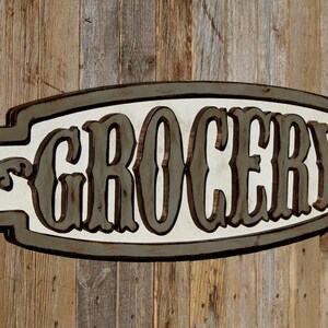 Rustic Grocery Wood Sign: Vintage Farmhouse Kitchen Decor (12x45)