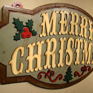 Farmhouse Merry Christmas Wood Sign: Holiday Home Decor (24x13) 画像 3