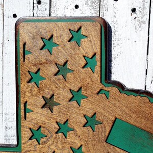 Handmade Texas Sign: Turquoise & Stained Wood, Lone Star State Wall Decor image 5
