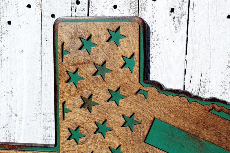 Handmade Texas Sign: Turquoise & Stained Wood, Lone Star State Wall Decor image 5