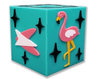 MCM Acrylic Flamingo Tissue Box Cover: Eclectic Home Decor