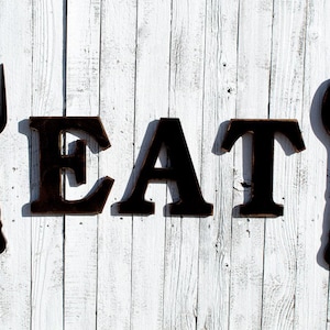 Rustic Wooden Eat Sign with Fork and Spoon: Kitchen Wall Decor