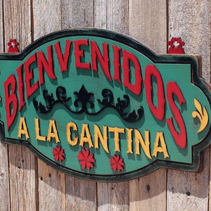 Bienvenidos a la Cantina Sign: Rustic Turquoise Bar Decor