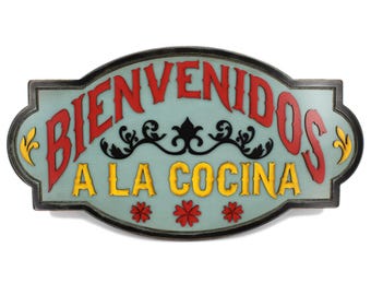 Bienvenidos Cocina Wood Sign: Rustic Mexican Kitchen Decor