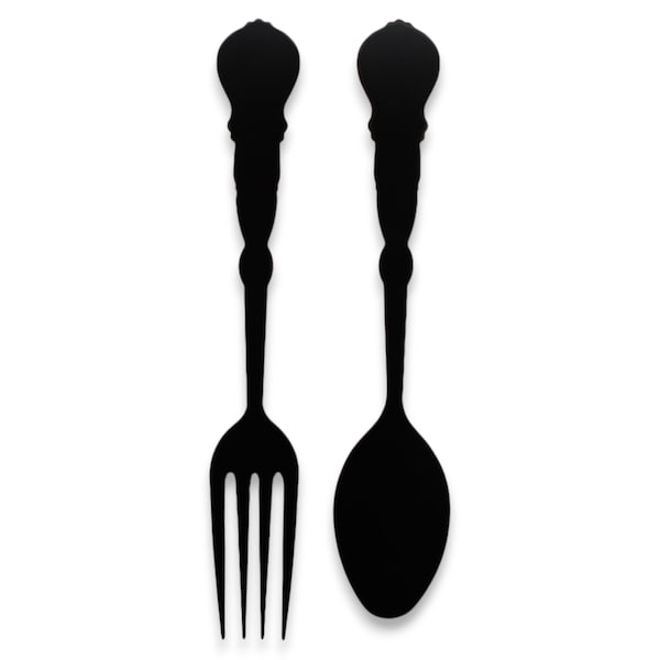 Large Rustic Fork and Spoon Wall Decor: Kitchen Art