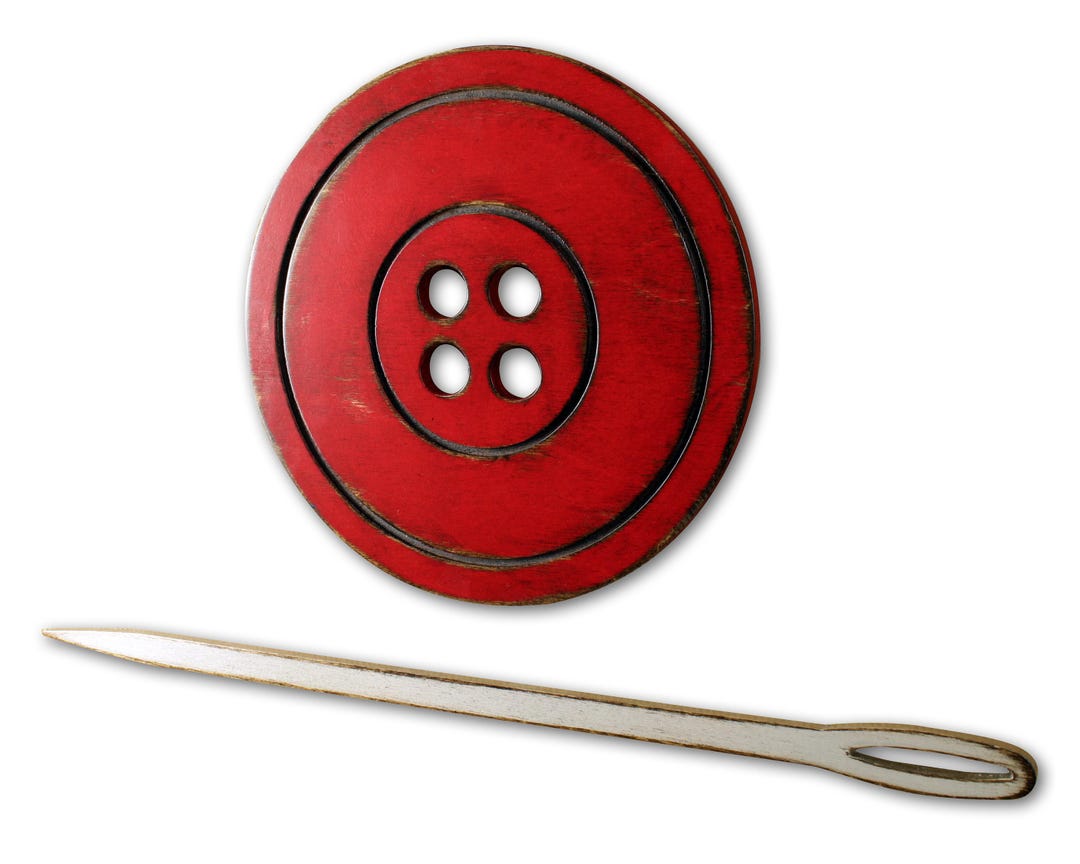 Sewing Room Decor: Distressed Wooden Button & Needle Set - Etsy
