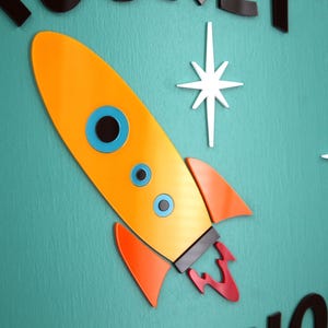 Mid Century Modern Rocket Coffee Shop Sign: Atomic Age Decor image 6