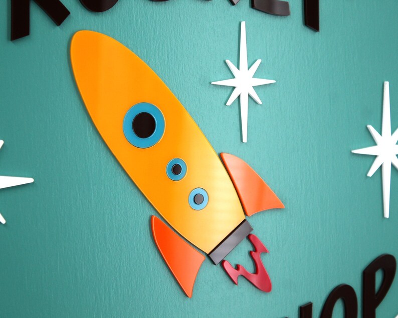 Mid Century Modern Rocket Coffee Shop Sign: Atomic Age Decor image 6
