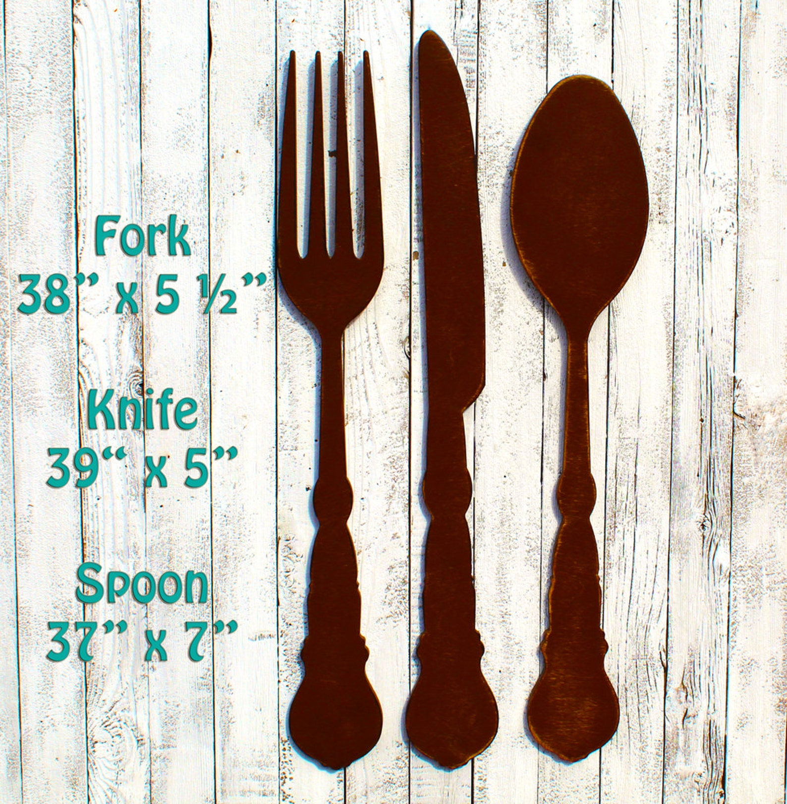 Kitchen Decor Spoon Fork Knife Rustic Brown Fork Spoon Knife Etsy