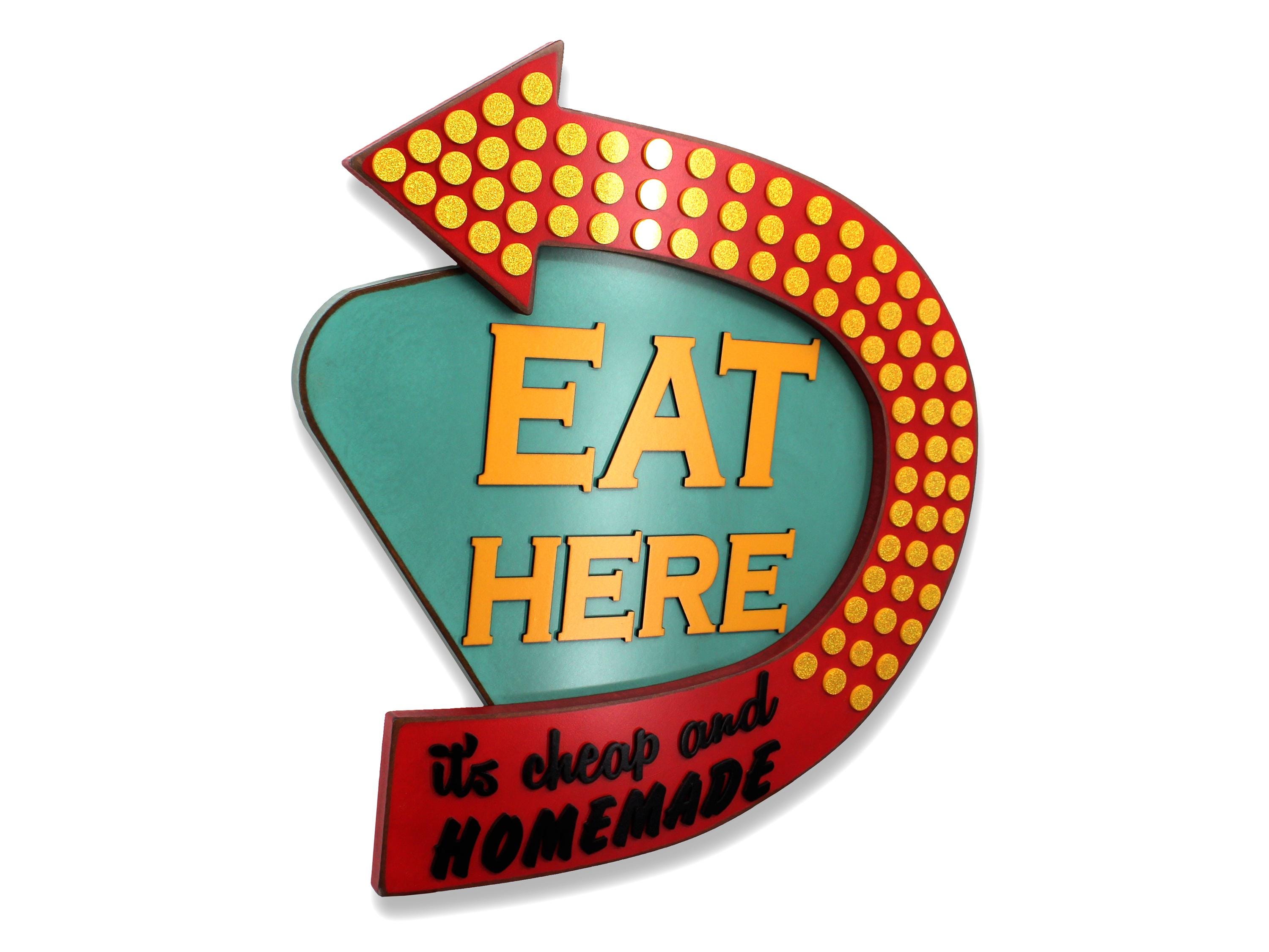 Museum Sign Eat Eat Here Sign: Retro Diner Kitchen Decor, Vintage Look - Etsy