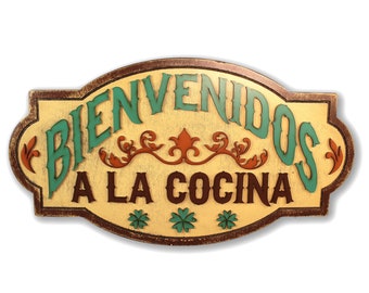 Bienvenidos Cocina Wood Kitchen Signs Kitchen Wall Decor Signs For Kitchens Rustic Kitchen Sign Welcome Sign Mexican Cocina Spanish Rustic