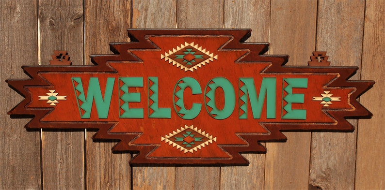 Rustic Welcome Sign Southwestern Welcome Western Welcome Sign Western Decor Southwest Welcome Tribal Decor Southwestern Sign Southwest Decor