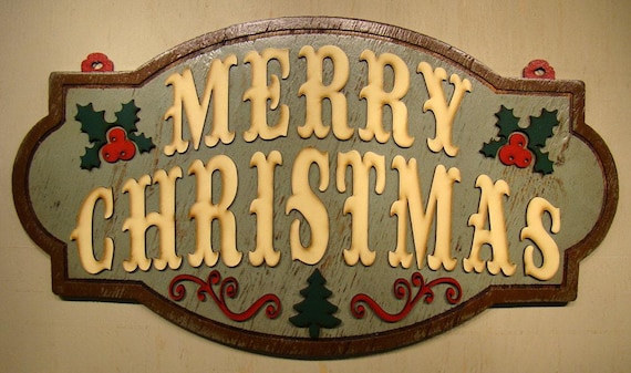 Farmhouse Merry Christmas Wood Sign: Holiday Home Decor (24x13)