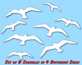 Rustic Wooden Seagull Flock: Coastal Beach House Wall Decor